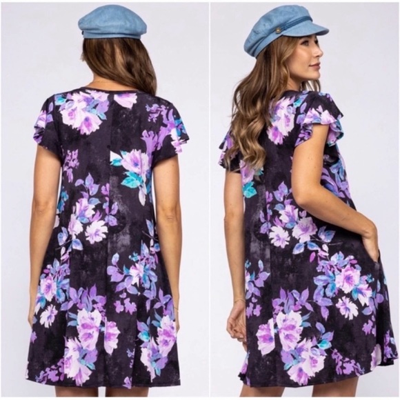 💜 New USA MADE Purple Black Grey Women's Cute Summer Lightweight Day Dress💜 - Picture 3 of 3